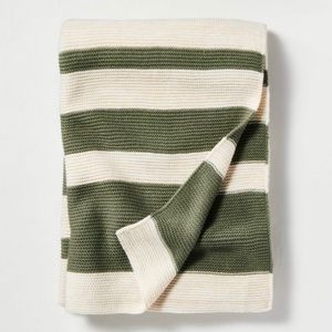 Hearth & Hand Color block+Green+Oatmeal Throw